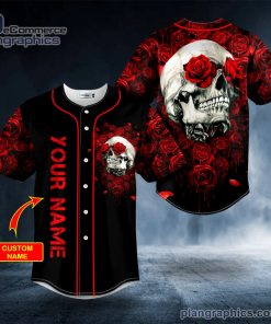 rose skull custom baseball jersey 80 PGDvM