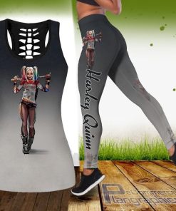 harley quinn stretch tank top and leggings set full pGWIE