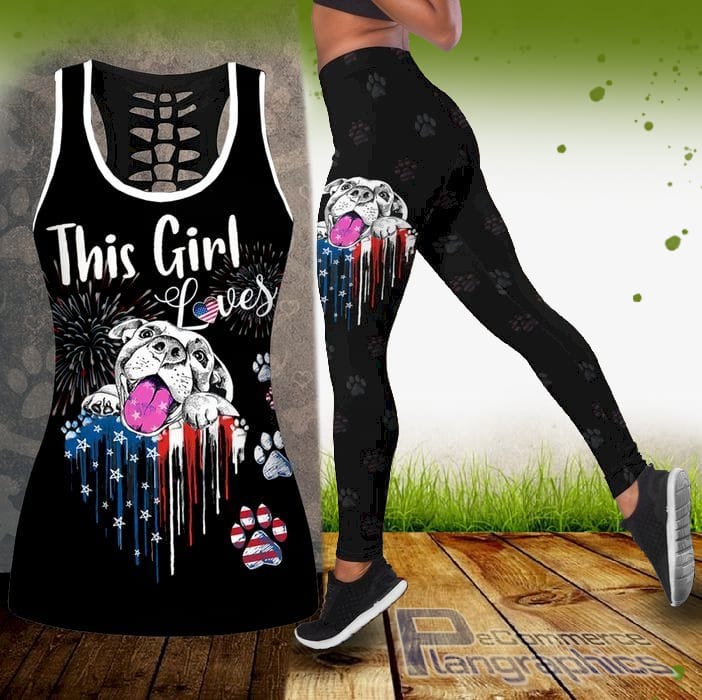 Love Dogs Hollow Tank Top And Leggings Set love dogs hollow tank top and leggings set e7PKp