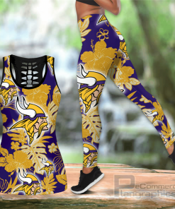 minnesota vikings hawaiian hollow tanktop leggings set IRlv7