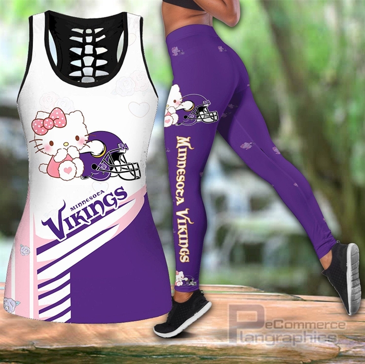 Minnesota Vikings Hello Kitty Hollow Tanktop Leggings Set minnesota vikings hello kitty hollow tanktop leggings set gAWfu