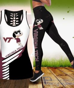 ncaa snoopy dog virginia tech hokies tank top and legging va1Tw