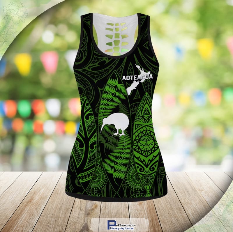 New Zealand Maori Legging and Hollow Out Tank Top