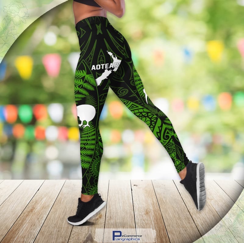 New Zealand Maori Legging and Hollow Out Tank Top
