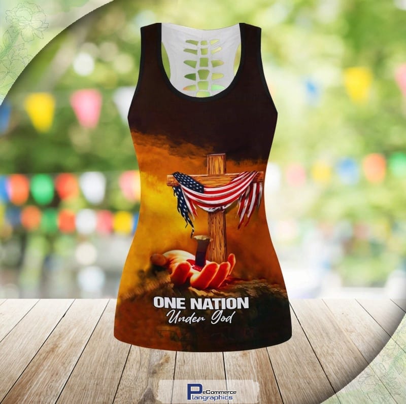 One Nation Under God Legging and Hollow Out Tank Top