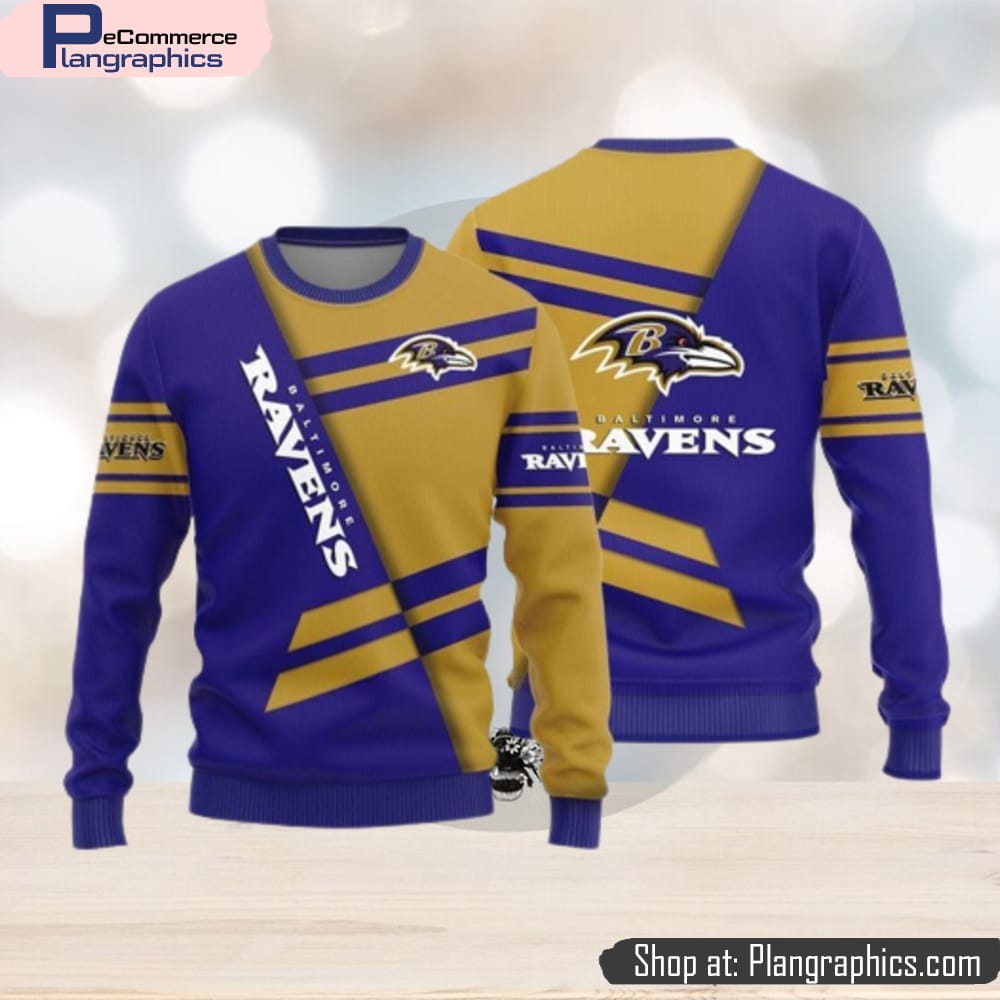 Baltimore Ravens Basic Pattern Knitted Sweater For Ugly Christmas