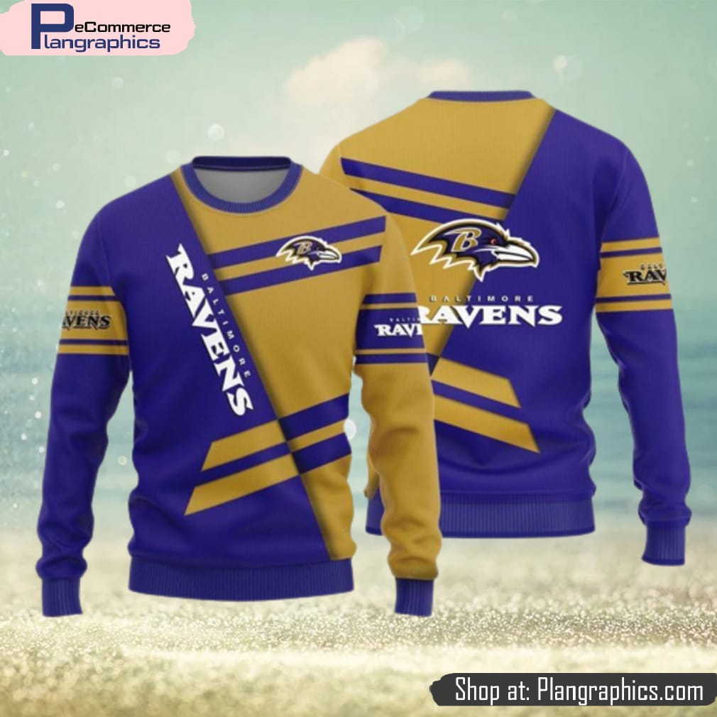 Baltimore Ravens Basic Pattern Knitted Sweater For Ugly Christmas