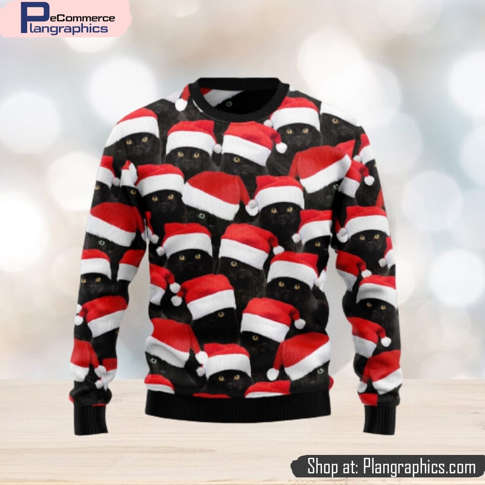 Black Cat Group Christmas 3D Sweater Gift For Christmas Holidays