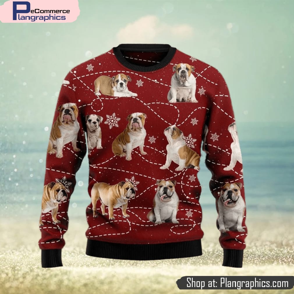 Christmas Ugly Sweater Bulldog Xmas Funny Sweater Gift For Men And Women