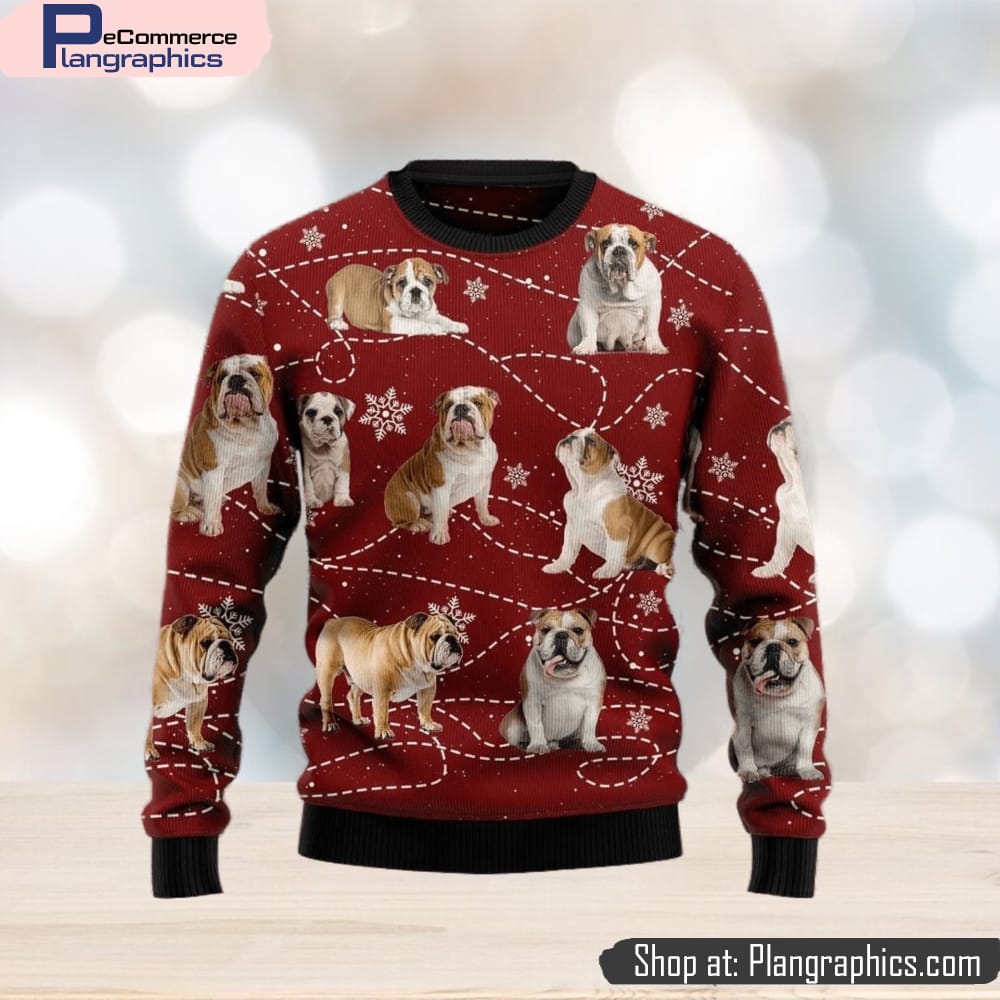 Christmas Ugly Sweater Bulldog Xmas Funny Sweater Gift For Men And Women