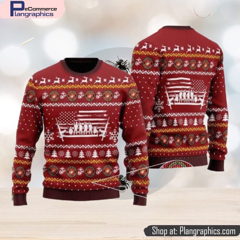 U.S Marine Corps Soldiers All Over Print 3D Ugly Christmas Sweater