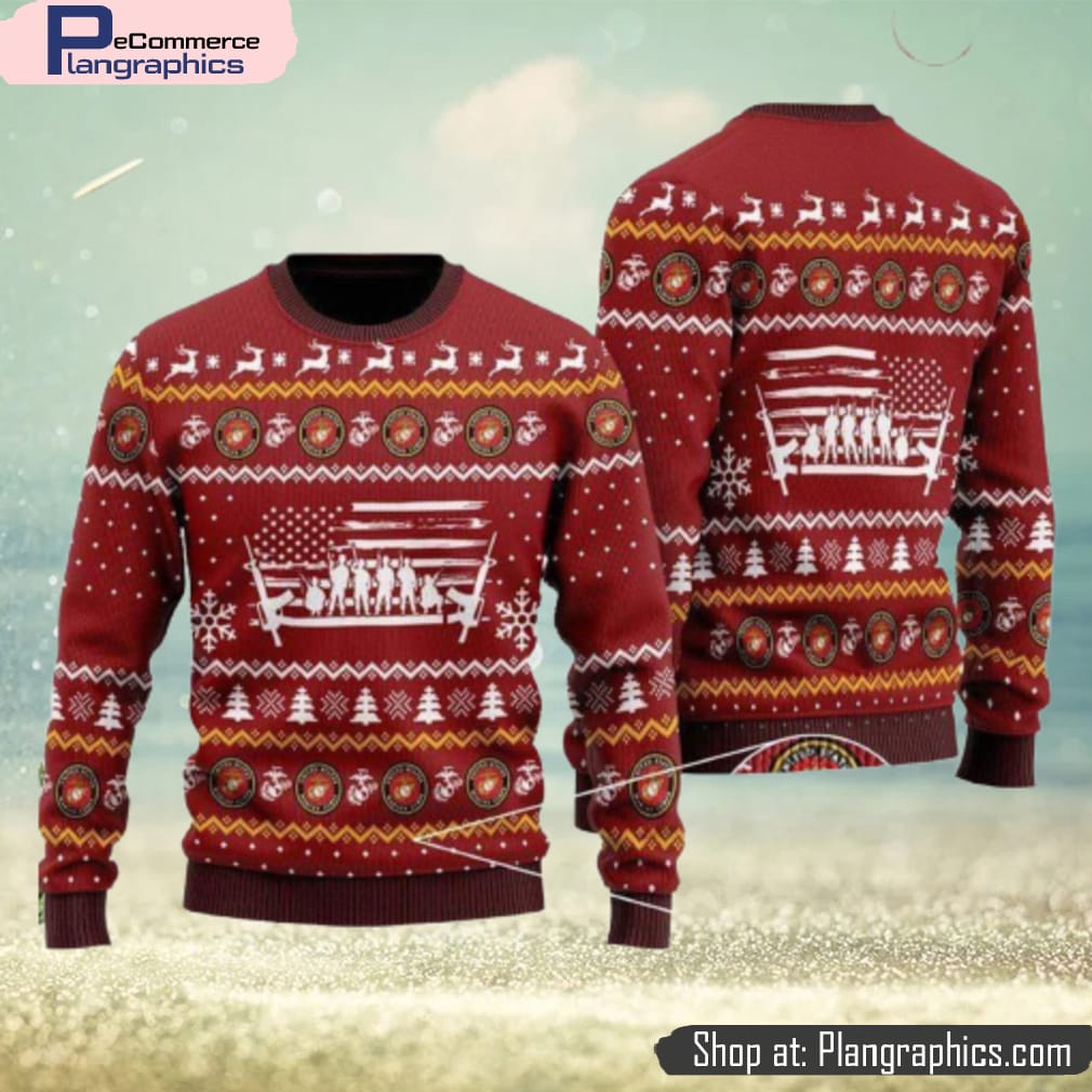 U.S Marine Corps Soldiers All Over Print 3D Ugly Christmas Sweater