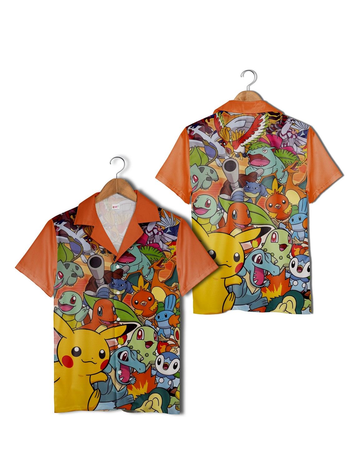 Pokemon Hawaiian Shirt Orange Pokemon Characters Pattern Aloha Shirt Pokemon Hawaiian Shirt Orange Pokemon Characters Pattern Aloha Shirt